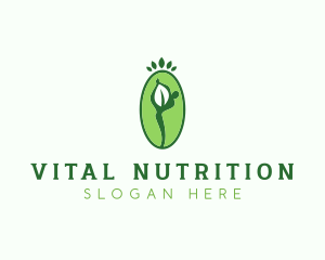 Yoga Person Leaf logo design