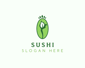 Yoga Person Leaf logo design