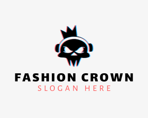 Crown Headphones Skull logo design