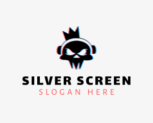 Game Streaming - Crown Headphones Skull logo design