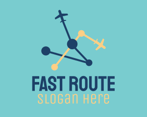 Route - Airplane Travel Route logo design