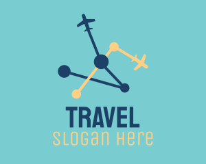 Airplane Travel Route logo design