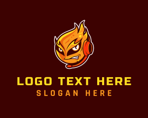 Gamer - Flaming Fireball Gamer logo design