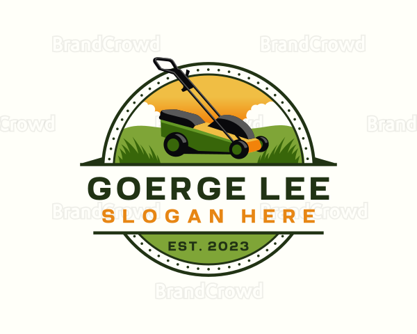 Lawn Mower Yard Landscaping Logo