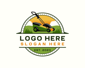 Lawn Mower Yard Landscaping Logo