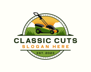 Lawn Mower Yard Landscaping logo design