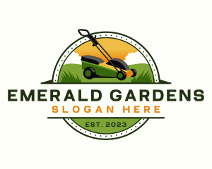 Lawn Mower Yard Landscaping logo design