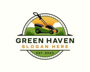 Lawn Mower Yard Landscaping logo design