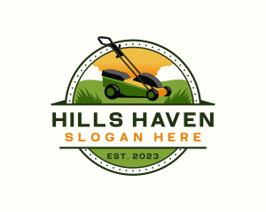 Lawn Mower Yard Landscaping logo design