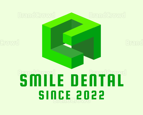 3D Green Construction Block Logo