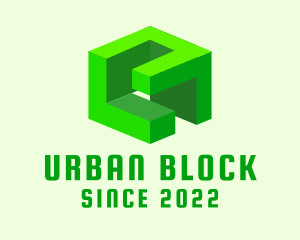 Block - 3D Green Construction Block logo design