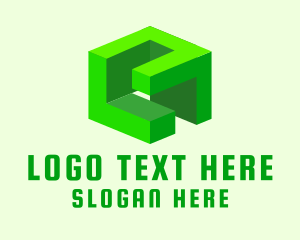 3D Green Construction Block Logo