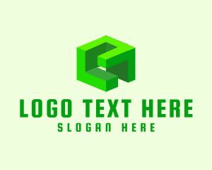 Block - 3D Green Construction Block logo design