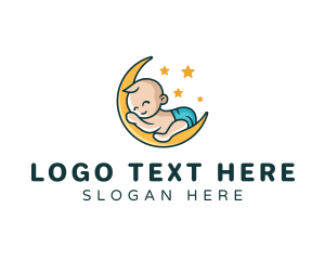 Baby - Cute Moon Baby logo design