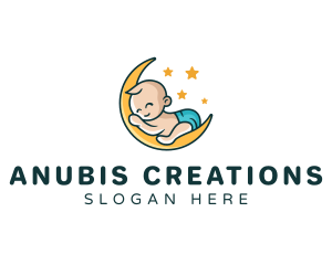 Cute Moon Baby logo design