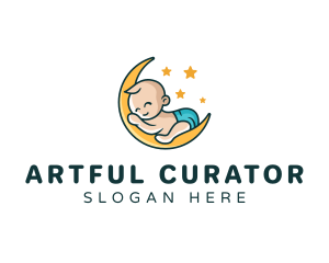 Cute Moon Baby logo design