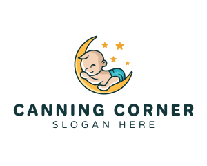 Cute Moon Baby logo design