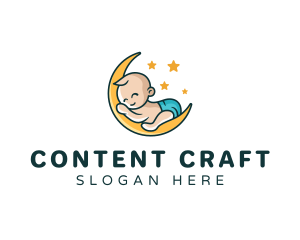 Cute Moon Baby logo design