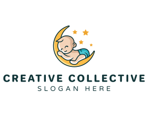 Cute Moon Baby logo design