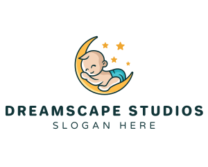 Dream - Cute Moon Baby logo design