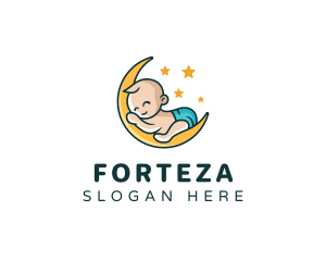 Cute Moon Baby logo design