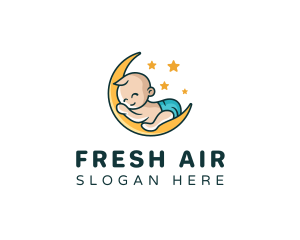 Cute Moon Baby logo design