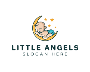 Cute Moon Baby logo design