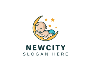 Cute Moon Baby logo design