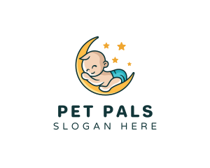 Cute Moon Baby logo design