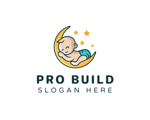 Cute Moon Baby logo design