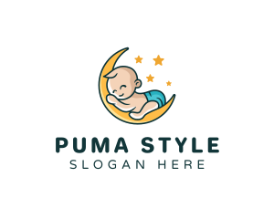 Cute Moon Baby logo design