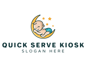 Cute Moon Baby logo design