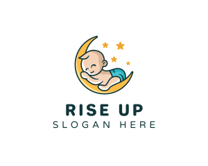 Cute Moon Baby logo design