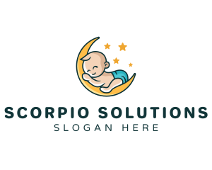 Cute Moon Baby logo design