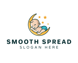 Cute Moon Baby logo design