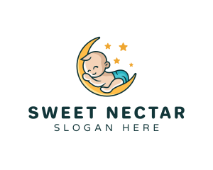 Cute Moon Baby logo design