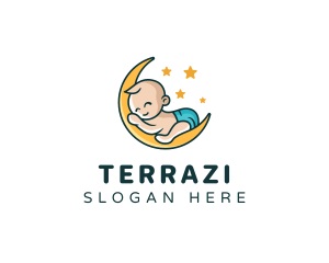 Cute Moon Baby logo design