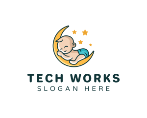 Cute Moon Baby logo design