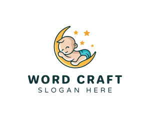 Cute Moon Baby logo design