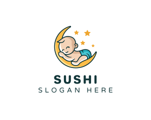 Cute Moon Baby logo design