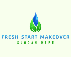 Water Droplet Leaf logo design