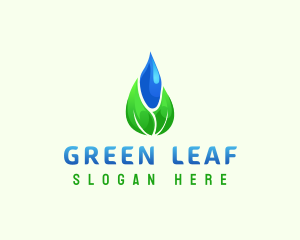 Water Droplet Leaf logo design