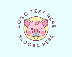 Pacifier - Baby Pig Pacifier logo design