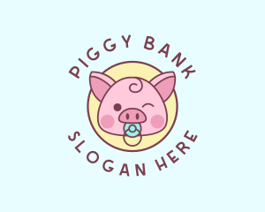 Pig - Baby Pig Pacifier logo design