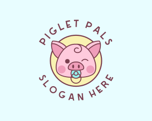 Piglet - Baby Pig Pacifier logo design