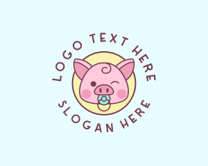 Pacifier - Baby Pig Pacifier logo design