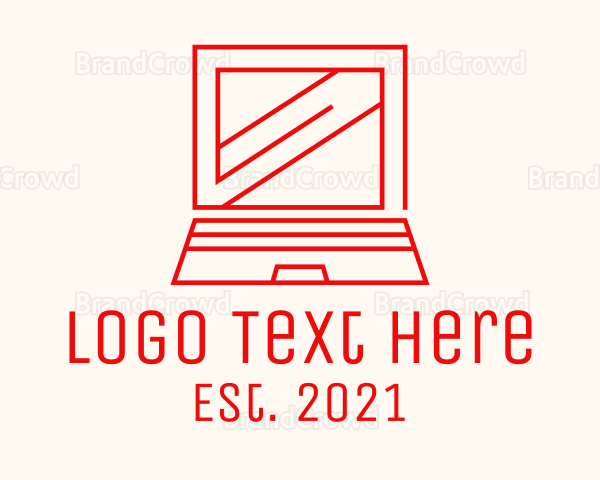 Red Laptop Outline Logo