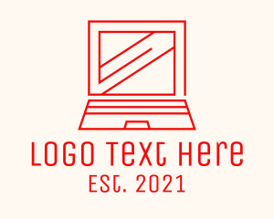 Laptop Repair - Red Laptop Outline logo design