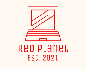 Red Laptop Outline logo design