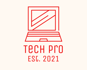 Laptop - Red Laptop Outline logo design